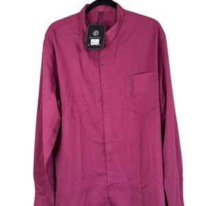 Ginguo Pink Button Down Shirt Blouse Long Sleeve Professional Office Wear 2XL